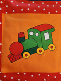 dog fabric panel, Goodnight Spot Eric Hill/Salspot limited 2011 Andover Fabrics, quality quilters cotton fabric with train, car and sailboat