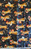 Christmas music fabric with cats black cotton fabric, Christmas Kitties S#J9239 by Hoffman California International 2011, screen print