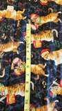 Christmas music fabric with cats black cotton fabric, Christmas Kitties S#J9239 by Hoffman California International 2011, screen print
