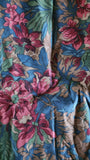 dark red flowers with browns, greens, and dark blues quilters cotton fabric, Samatra by Jinny Beyer for RJR fashion fabrics