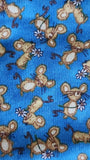 Popcorn the bear fabric, Bright Star characters ltd 2012 for Quilting Treasures, mouse with daisy blue quality quilters cotton fabric