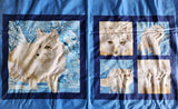 arctic fox fabric panel, arctic foxes designed for Exclusively Quilters, quality quilters cotton fabric, wildlife fabric