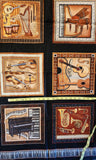 musical instrument quality quilters black cotton fabric panel, Perfect Pitch by Dan Morris 2011 RJR fabrics, piano, trumpet, violin, drums