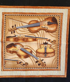 musical instrument quality quilters cotton fabric panel, Perfect Pitch by Dan Morris 2011 RJR fabrics, piano, trumpet, cello, violin, drums