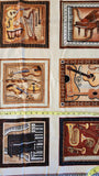 musical instrument quality quilters cotton fabric panel, Perfect Pitch by Dan Morris 2011 RJR fabrics, piano, trumpet, cello, violin, drums