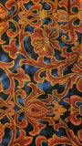 blue and red quality quilters floral scroll cotton fabric by the yard, Corsica by Jinny Beyer for RJR Fabrics 2013, backing binding fabric