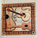 musical instrument quality quilters cotton fabric panel, Perfect Pitch by Dan Morris 2011 RJR fabrics, piano, trumpet, cello, violin, drums