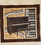 musical instrument quality quilters cotton fabric panel, Perfect Pitch by Dan Morris 2011 RJR fabrics, piano, trumpet, cello, violin, drums
