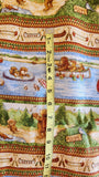 bears fishing beaver turtle squirrel wildlife quilters striped cotton fabric by the yard, Ramblin Woods Jacqueline Decker 2011 RJR Fabrics