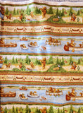 bears fishing beaver turtle squirrel wildlife quilters striped cotton fabric by the yard, Ramblin Woods Jacqueline Decker 2011 RJR Fabrics