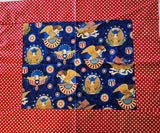 Americana fabric with eagles and other American symbols with a 4 1/2 inch red star border added, 250th anniversary quilt of valor