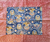 Americana fabric with eagles and other American symbols with a 4 1/2 inch red star border added, 250th anniversary quilt of valor