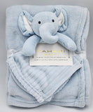 personalized blue elephant lovey and baby blanket 2-piece set, custom embroidered new baby or baby shower gift, Easter gift, jungle theme