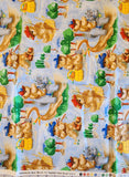 Teddy bear on a horse and with basket quilters cotton fabric by the yard, Designed by Beth Bruske for Telegraph Road Studio