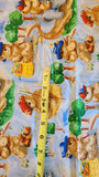 Teddy bear on a horse and with basket quilters cotton fabric by the yard, Designed by Beth Bruske for Telegraph Road Studio