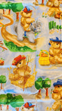 Teddy bear on a horse and with basket quilters cotton fabric by the yard, Designed by Beth Bruske for Telegraph Road Studio