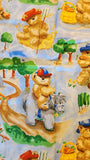 Teddy bear on a horse and with basket quilters cotton fabric by the yard, Designed by Beth Bruske for Telegraph Road Studio