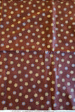 brown quilters cotton fabric by the yard with green and blue flower shapes, Arabesque by Claudia Pfeil for Benartex style #1246