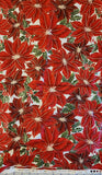 Red Christmas poinsettia quilters cotton fabric by the yard, Winter Wishes S#K7173 Hoffman California International Fabrics