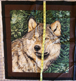 black and brown wolf fabric panel, Wolfsong designed for Exclusively Quilters, quality quilters cotton fabric, wildlife fabric