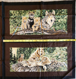 black and brown wolf fabric panel, Wolfsong designed for Exclusively Quilters, quality quilters cotton fabric, wildlife fabric