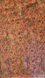 pink and green leaf feather swirled cotton fabric by the yard, Millenium II by Jinny Beyers for RJR fashion fabrics