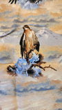 hawk wildlife quilters tan fabric by the yard, David Textiles Inc Larry Fanning, wildlife fabric