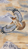 hawk wildlife quilters tan fabric by the yard, David Textiles Inc Larry Fanning, wildlife fabric
