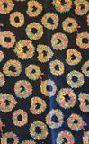Christmas wreaths on black quilters fabric by the yard, Country Holiday by Hoffman International Fabrics screen print