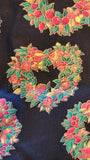 Christmas wreaths on black quilters fabric by the yard, Country Holiday by Hoffman International Fabrics screen print