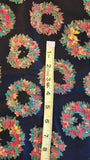 Christmas wreaths on black quilters fabric by the yard, Country Holiday by Hoffman International Fabrics screen print
