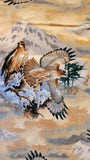 hawk wildlife quilters tan fabric by the yard, David Textiles Inc Larry Fanning, wildlife fabric
