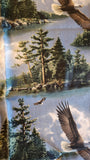 Eagle quilters cotton fabric by the yard, James Hautman Courtesy of MHS licensing for VIP by Cranston, wildlife fabric