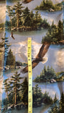 Eagle quilters cotton fabric by the yard, James Hautman Courtesy of MHS licensing for VIP by Cranston, wildlife fabric