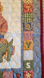 teddy bear baby quilt toddler bed quilt blue and maroon teddy bears with toys retro quilt