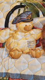 teddy bear baby quilt toddler bed quilt blue and maroon teddy bears with toys retro quilt