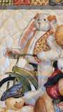 teddy bear baby quilt toddler bed quilt blue and maroon teddy bears with toys retro quilt