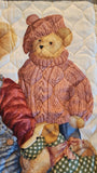 teddy bear baby quilt toddler bed quilt blue and maroon teddy bears with toys retro quilt
