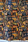 black instrument quality quilters cotton fabric, Perfect Pitch by Dan Morris 2011 RJR Fabrics, piano, guitar, record fabric