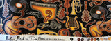 black instrument quality quilters cotton fabric, Perfect Pitch by Dan Morris 2011 RJR Fabrics, piano, guitar, record fabric