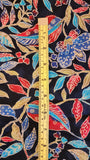 blue , red, and olive green floral and leaf cotton fabric by the yard, Jakarta by Hoffman California International Fabrics Screen Print