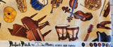 tan instrument quilters cotton fabric by the yard, Perfect Pitch by Dan Morris 2011 RJR Fabrics, piano, drum, guitar, trumpet fabric