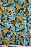 green and blue leaves on black background quilters cotton fabric by the yard, Red's Meadow by RJR Fashion Fabrics