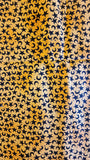 black stars and moons with orange background quilters cotton fabric by the yard, Moon Dancers by Diane Knott for Clothworks