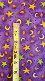 stars and moons with purple background quilters cotton fabric by the yard, Moon Dancers by Diane Knott for Clothworks