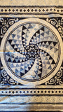 blue decorative panel quilters cotton fabric, Stonehenge 3980 by Linda Ludovico for Northcott