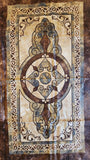 tan, brown, bluish green swirl decorative panel quilters cotton fabric, Stonehenge 3980 by Linda Ludovico for Northcott