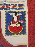 Daisy Kingdom Barnyard apron panel, fabric panel for an apron that includes a cow, chicken and pig, hot pad and towel applique included