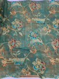 dark green and blue floral quality quilters' cotton fabric by the yard, White Nights by Jinny Beyer 2008 RJR fabrics