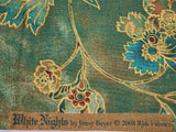 dark green and blue floral quality quilters' cotton fabric by the yard, White Nights by Jinny Beyer 2008 RJR fabrics